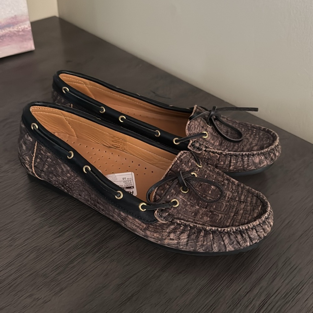 QUEORK Made in Portugal Women's Brown & Black Comfort Loafers Size 10